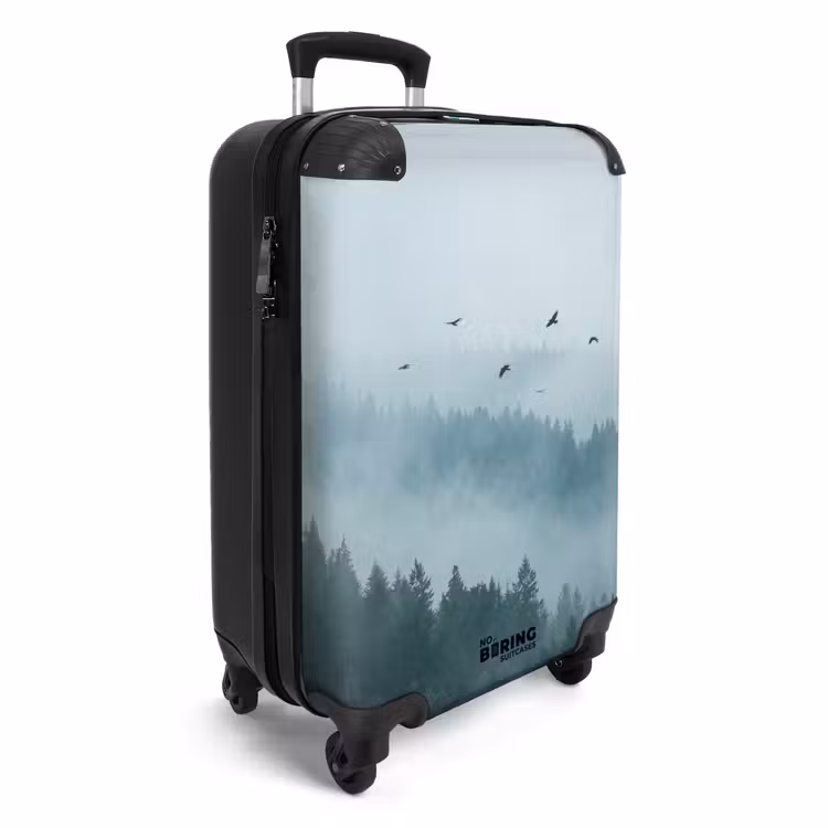 Koffer - Bos - Mist - Vogels - Natuur - Groen - Bos - Mist - Vogels - Natuur - Groen NBS - Handbagage koffer - Volwassenen Unisex middel