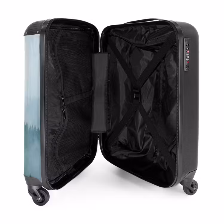 Koffer - Bos - Mist - Vogels - Natuur - Groen - Bos - Mist - Vogels - Natuur - Groen NBS - Handbagage koffer - Volwassenen Unisex middel