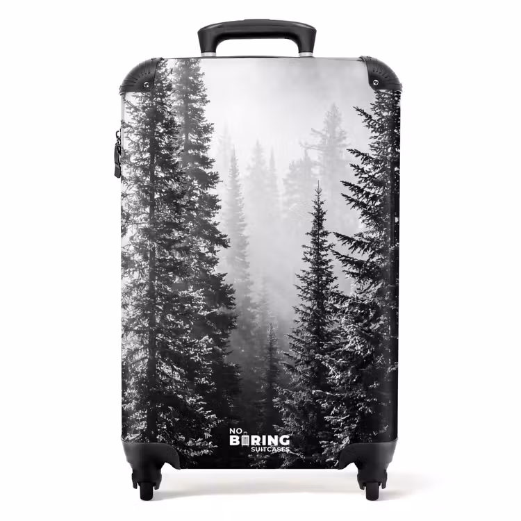 Koffer - Bos - Mist - Winter - Monochroom - Natuur - Bos - Mist - Winter - Monochroom - Natuur NBS - Handbagage koffer - Volwassenen Unisex middel