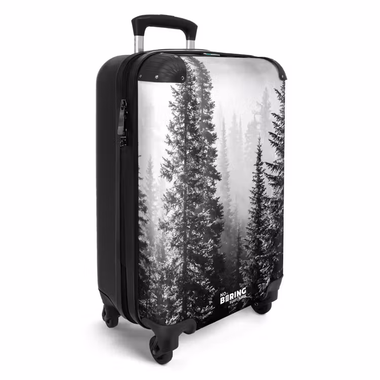 Koffer - Bos - Mist - Winter - Monochroom - Natuur - Bos - Mist - Winter - Monochroom - Natuur NBS - Handbagage koffer - Volwassenen Unisex middel