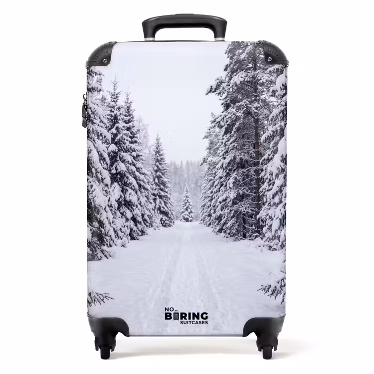 Koffer - Bos - Winter - Sneeuw - Pad - Natuur - Bos - Winter - Sneeuw - Pad - Natuur NBS - Handbagage koffer - Volwassenen Unisex middel