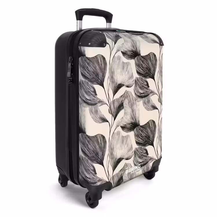 Botanisch - Bladeren - Zwart NBS - Handbagage koffer - Volwassenen Unisex middel -productfoto_3d