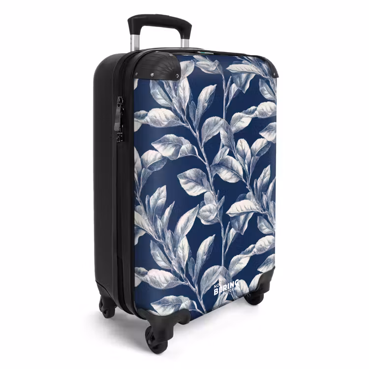 Botanisch - Patroon - Blauw NBS - Handbagage koffer - Volwassenen Unisex middel -productfoto_3d