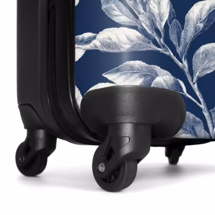 Botanisch - Patroon - Blauw NBS - Handbagage koffer - Volwassenen Unisex middel -wiel