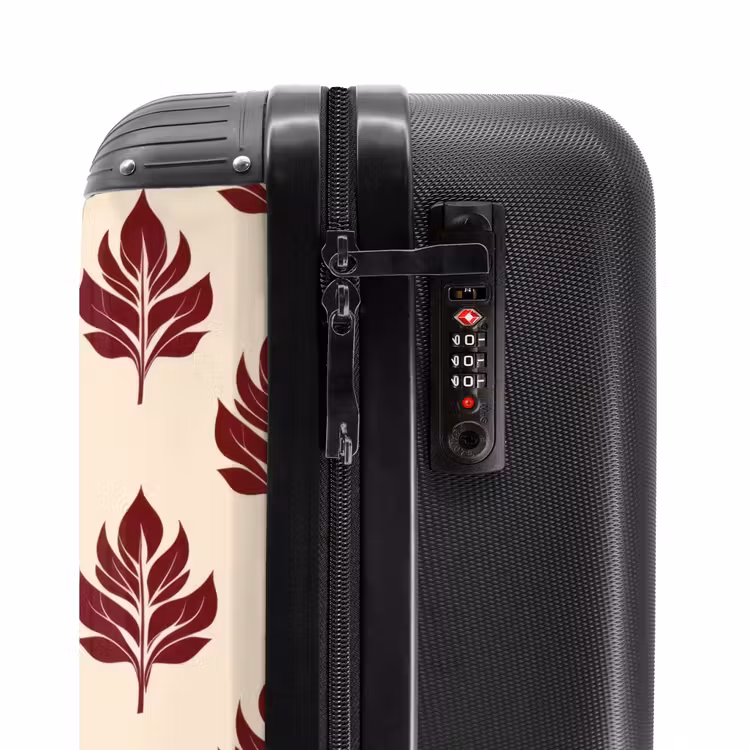 Botanisch - Patroon - Bordeaux NBS - Handbagage koffer - Volwassenen Unisex middel -slot