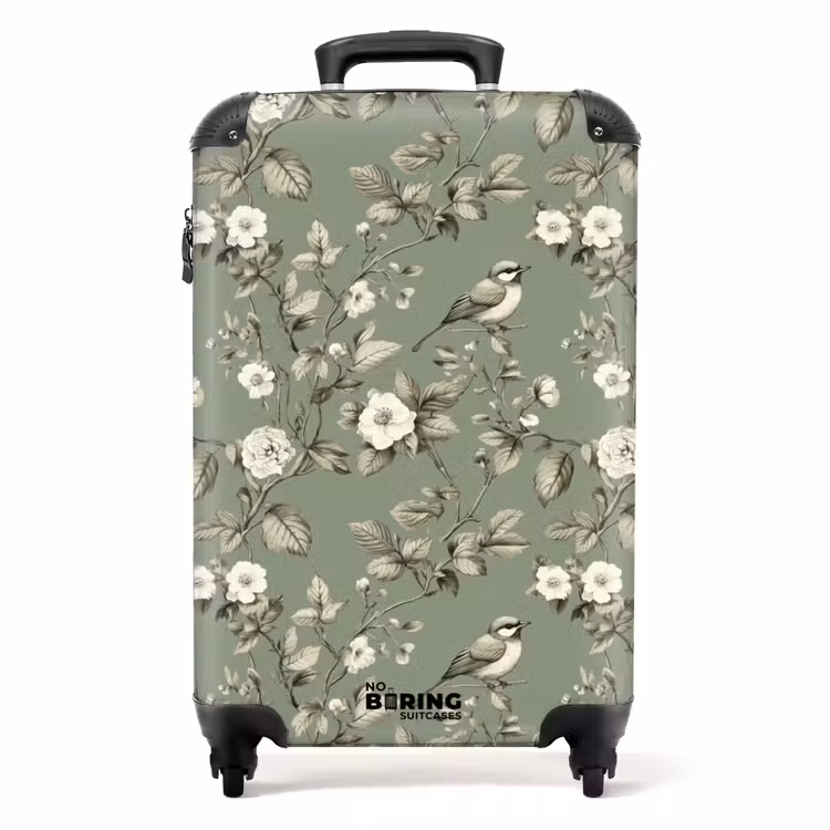 Botanisch - Vogels - Groen NBS - Handbagage koffer - Volwassenen Unisex middel -productfoto_recht