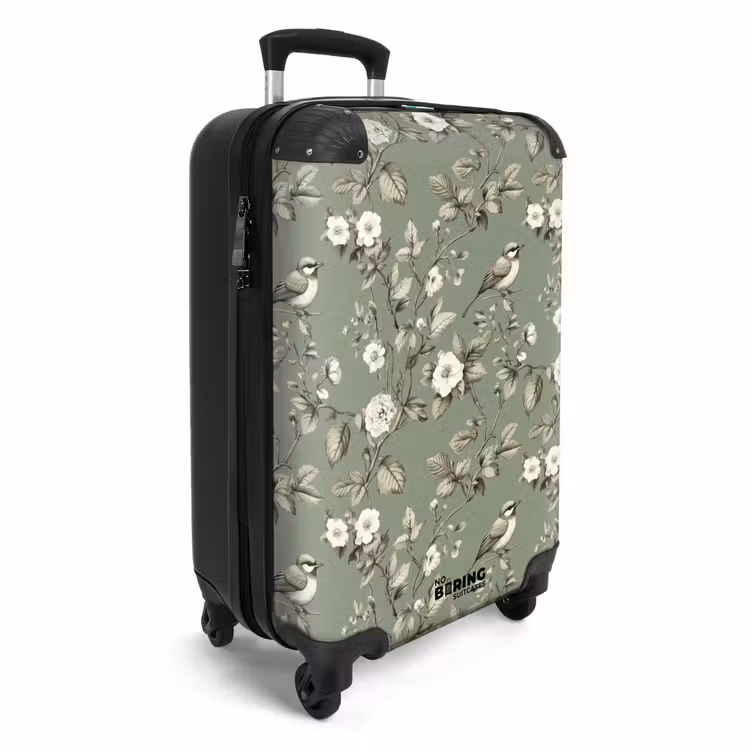 Botanisch - Vogels - Groen NBS - Handbagage koffer - Volwassenen Unisex middel -productfoto_3d