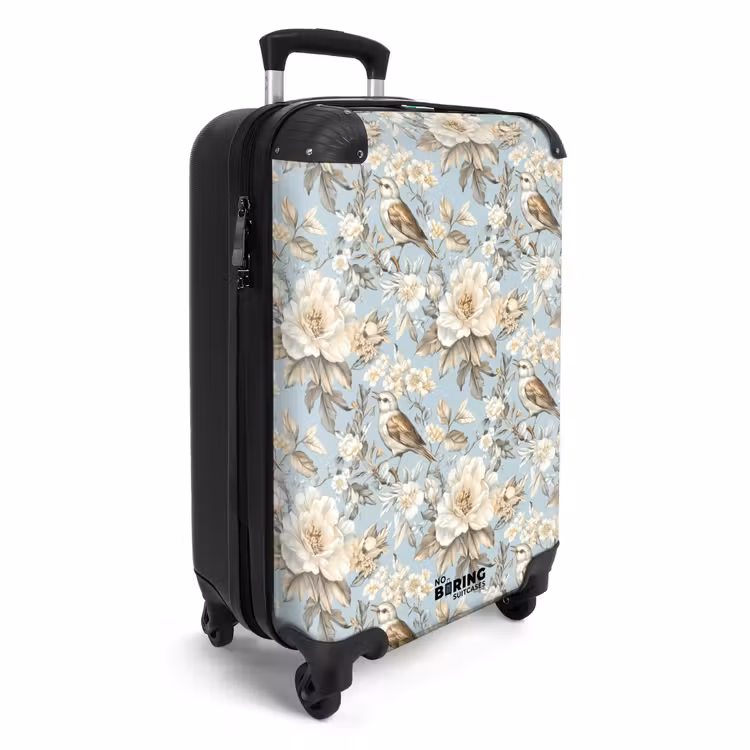 Botanisch - Zangvogel - Blauw NBS - Handbagage koffer - Volwassenen Unisex middel -productfoto_3d