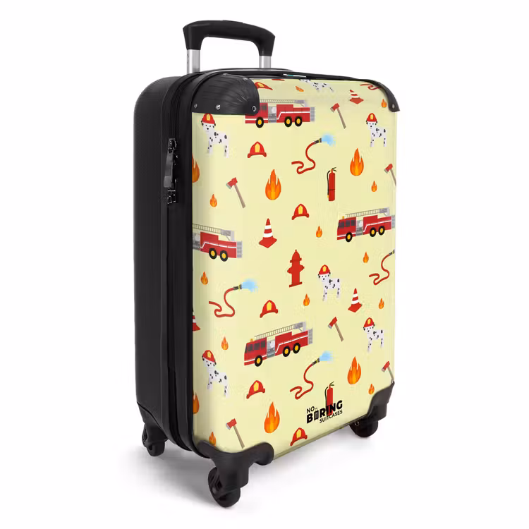 Brandweer patroon met voertuigen en vlammen NBS - Handbagage koffer - Kinderen Unisex middel -productfoto_3d