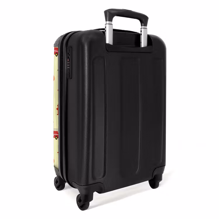 Brandweer patroon met voertuigen en vlammen NBS - Handbagage koffer - Kinderen Unisex middel -achterkant