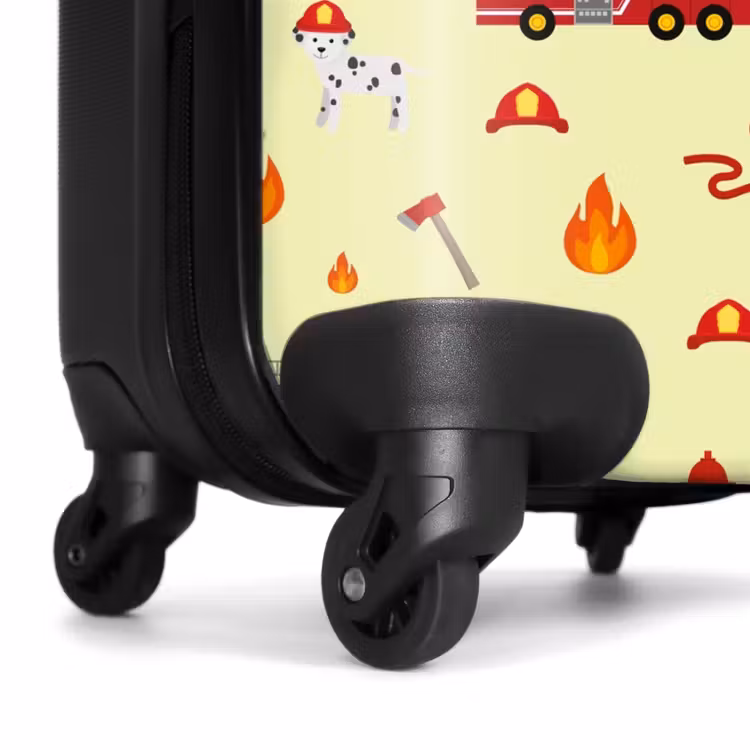 Brandweer patroon met voertuigen en vlammen NBS - Handbagage koffer - Kinderen Unisex middel -wiel