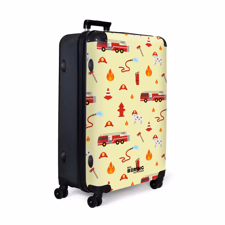 Brandweer patroon met voertuigen en vlammen NBS - Large koffer - Volwassenen Unisex groot -product1