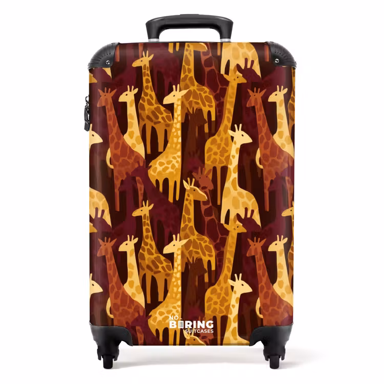 Koffer - Bruin - Giraffen - Safari - Patroon - Bruin - Giraffen - Safari - Patroon NBS - Handbagage koffer - Volwassenen Unisex middel