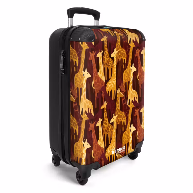 Koffer - Bruin - Giraffen - Safari - Patroon - Bruin - Giraffen - Safari - Patroon NBS - Handbagage koffer - Volwassenen Unisex middel