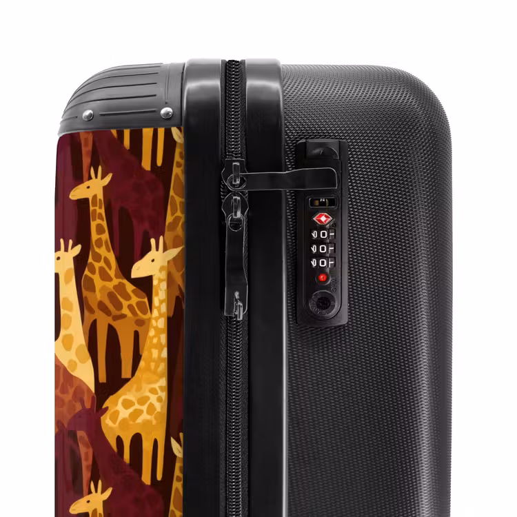 Koffer - Bruin - Giraffen - Safari - Patroon - Bruin - Giraffen - Safari - Patroon NBS - Handbagage koffer - Volwassenen Unisex middel