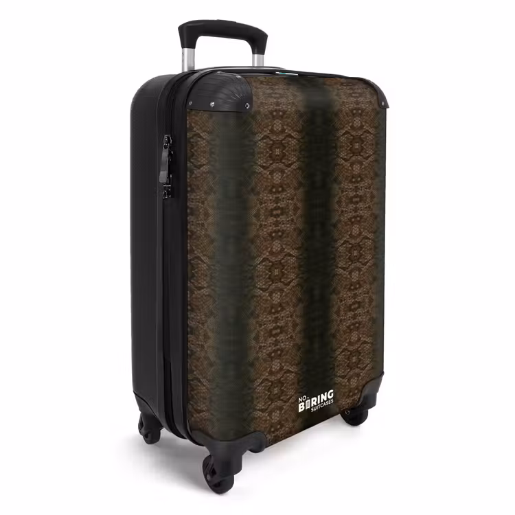 Bruin slangenhuid met symmetrische schubstructuur NBS - Handbagage koffer - Volwassenen Unisex middel -productfoto_3d