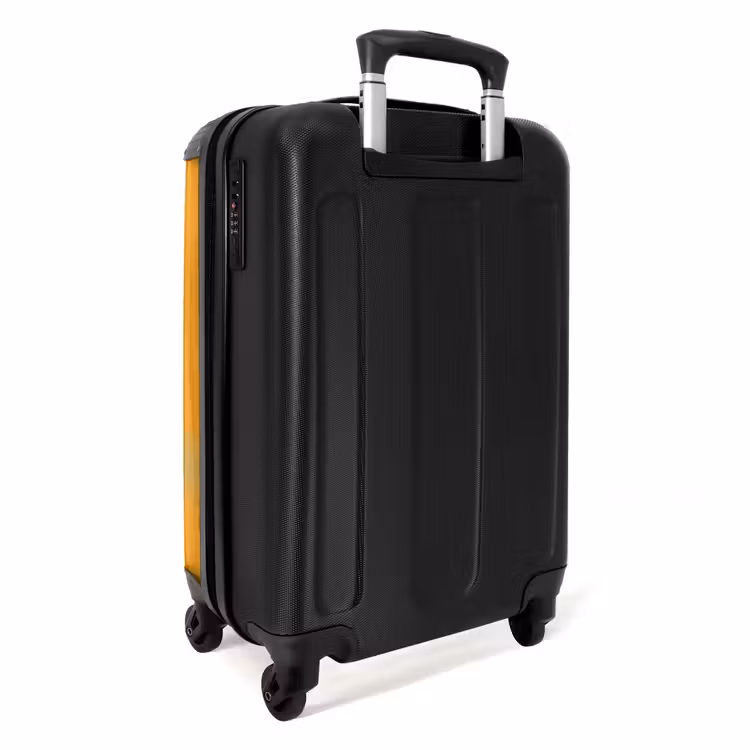 Bruine auto met gele vlammen NBS - Handbagage koffer - Unisex middel -achterkant
