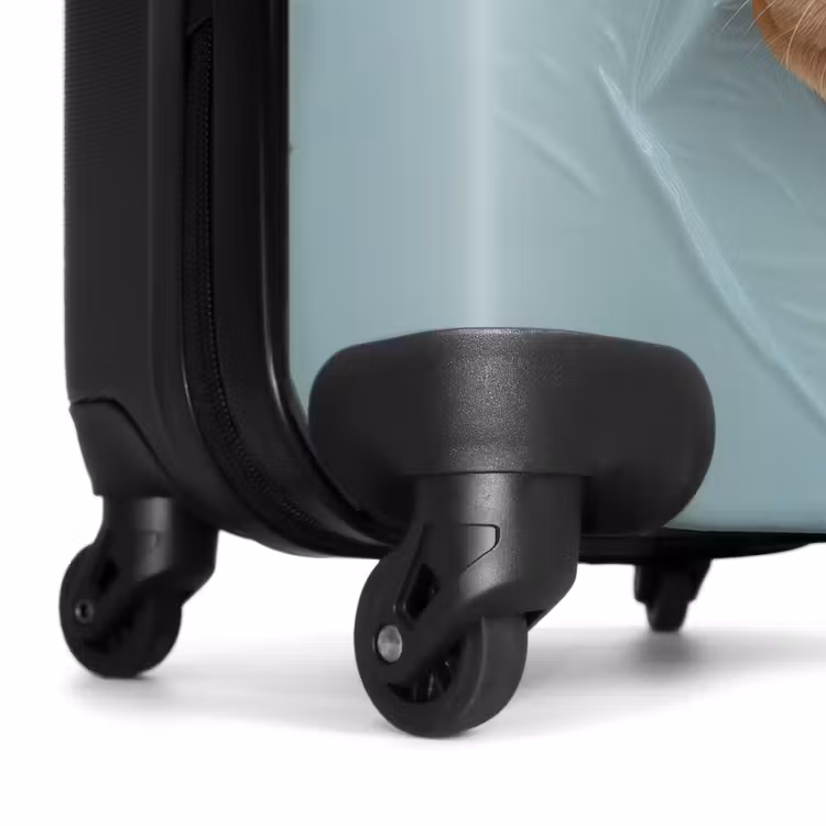 Bruine hond door gescheurd blauw plastic NBS - Handbagage koffer - Kinderen Unisex middel -wiel