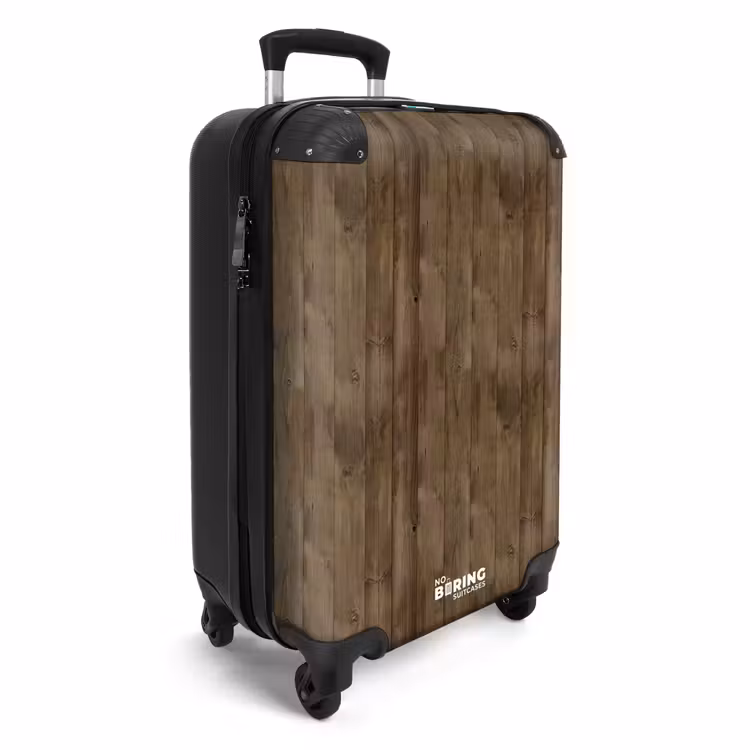 Bruine verticale planken met verweerde houtstructuur NBS - Handbagage koffer - Volwassenen Unisex middel -productfoto_3d