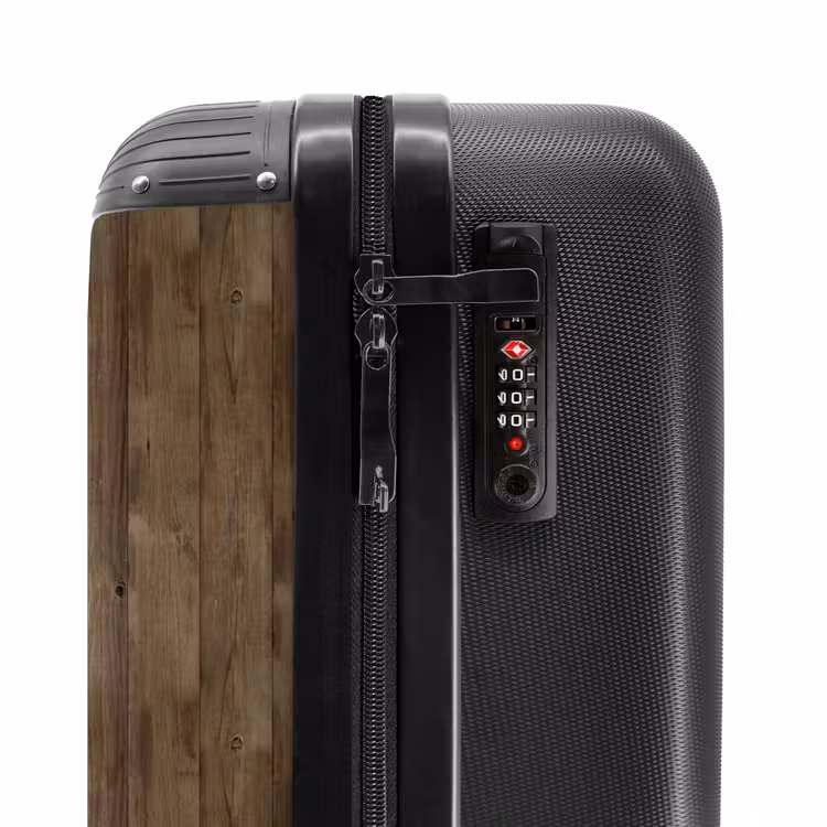 Bruine verticale planken met verweerde houtstructuur NBS - Handbagage koffer - Volwassenen Unisex middel -slot