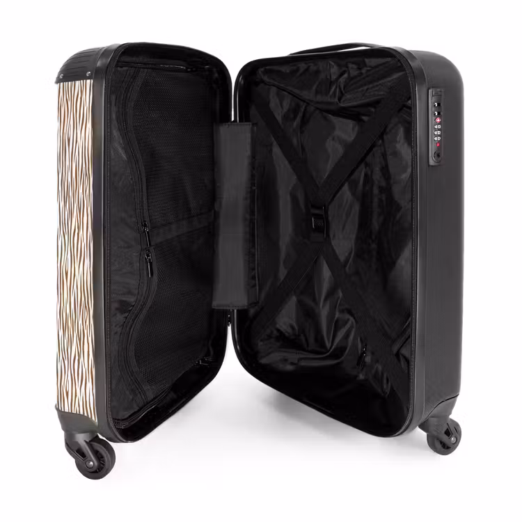 Bruine zebraprint op lichte achtergrond NBS - Handbagage koffer - Volwassenen Unisex middel -binnenkant