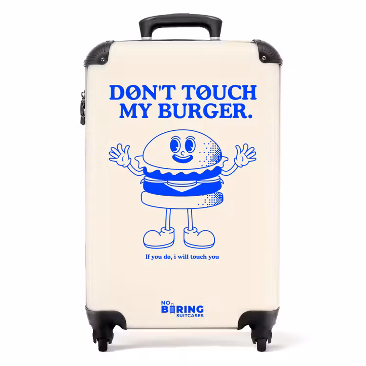 Koffer - Burger - Blauw - Wit - Burger - Blauw - Wit NBS - Handbagage koffer - Volwassenen Unisex middel