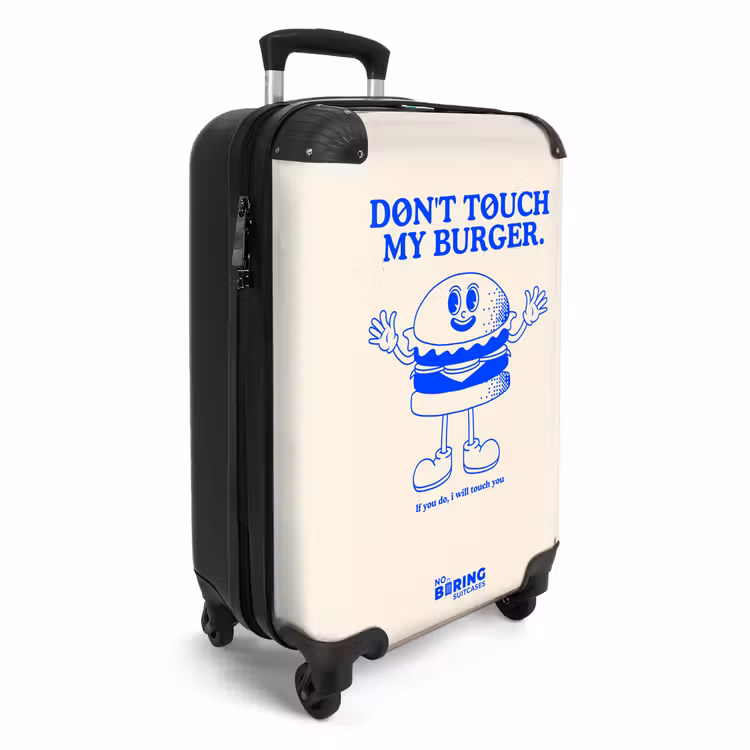 Koffer - Burger - Blauw - Wit - Burger - Blauw - Wit NBS - Handbagage koffer - Volwassenen Unisex middel