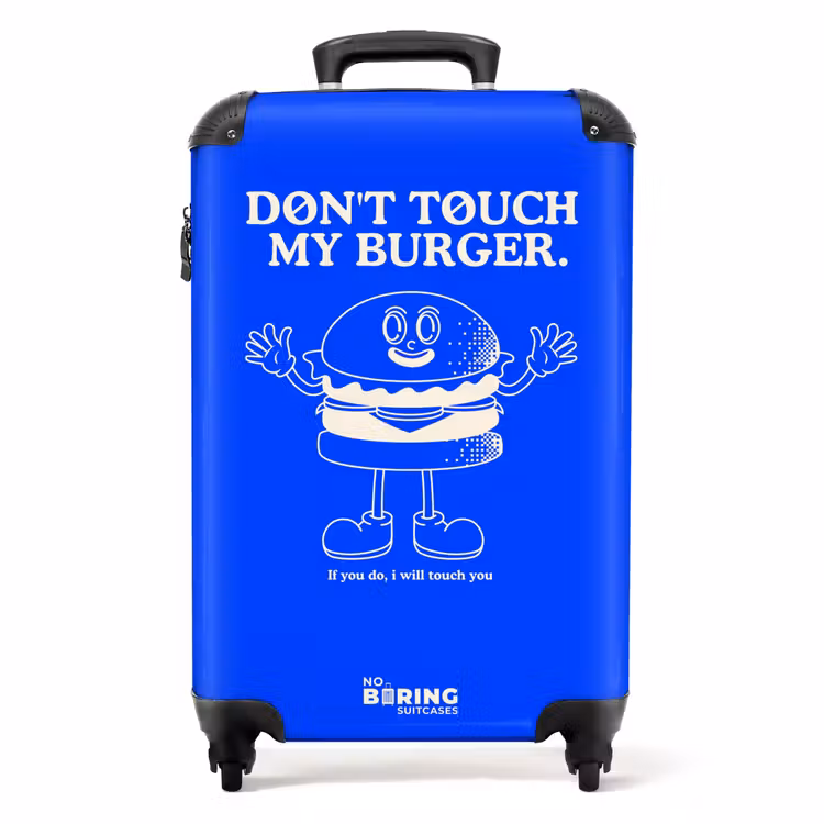 Koffer - Burger - Blauw - Wit - Burger - Blauw - Wit NBS - Handbagage koffer - Volwassenen Unisex middel