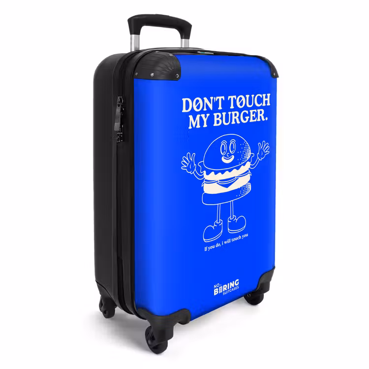Koffer - Burger - Blauw - Wit - Burger - Blauw - Wit NBS - Handbagage koffer - Volwassenen Unisex middel