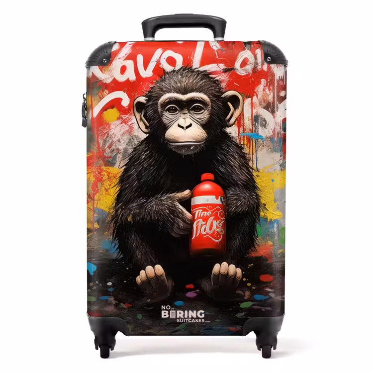 Chimpansee voor graffiti muur NBS - Handbagage koffer - Volwassenen Unisex middel -productfoto_recht