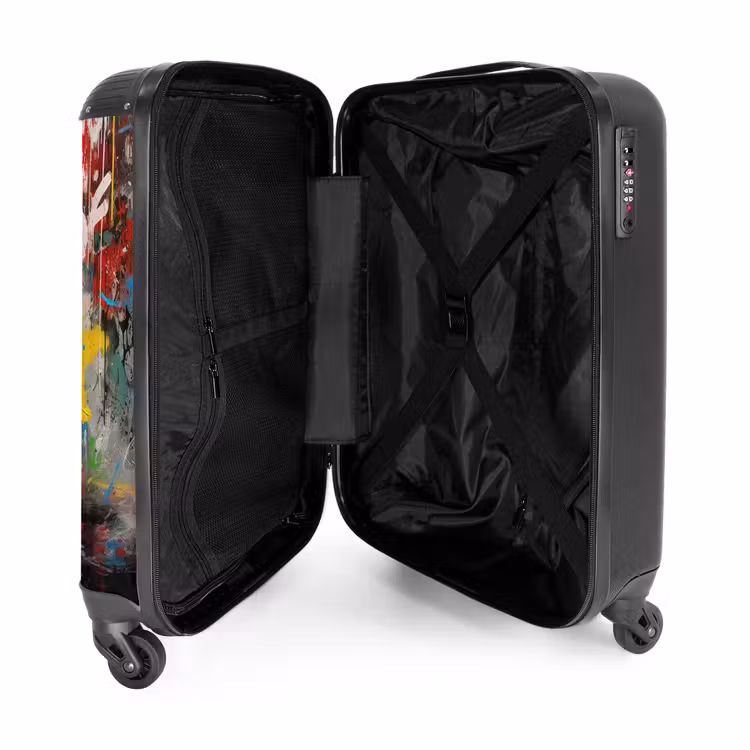 Chimpansee voor graffiti muur NBS - Handbagage koffer - Volwassenen Unisex middel -binnenkant