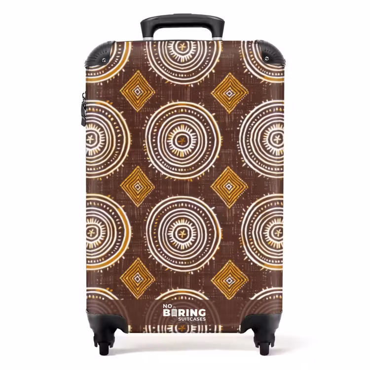 Koffer - Chocoladebruin - Etnisch - Tribaal - Cirkels - Patroon - Chocoladebruin - Etnisch - Tribaal - Cirkels - Patroon NBS - Handbagage koffer - Volwassenen Unisex middel