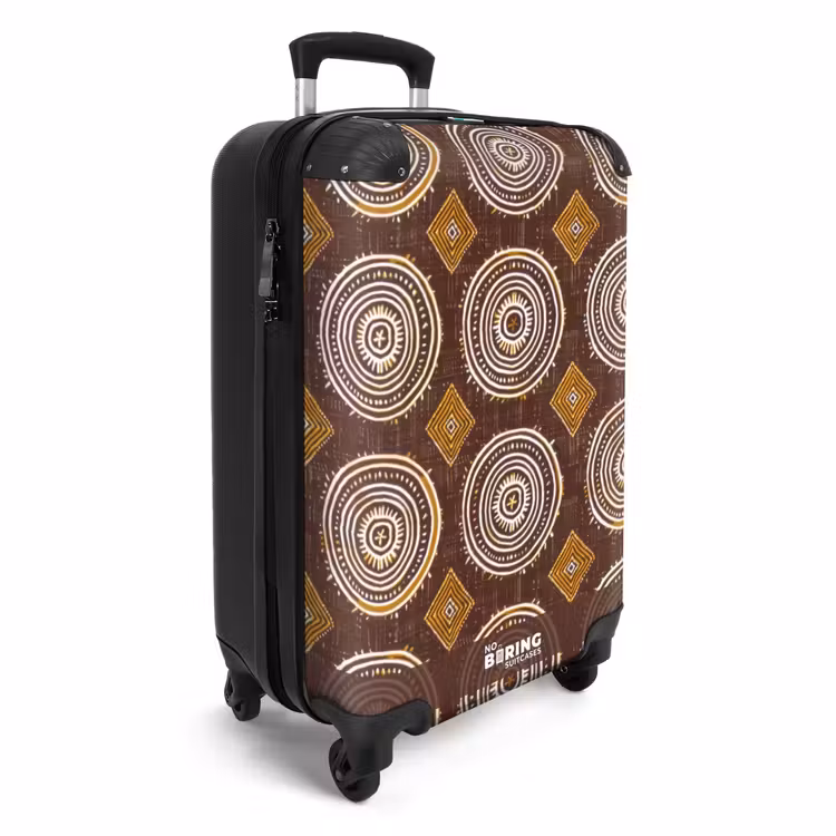 Koffer - Chocoladebruin - Etnisch - Tribaal - Cirkels - Patroon - Chocoladebruin - Etnisch - Tribaal - Cirkels - Patroon NBS - Handbagage koffer - Volwassenen Unisex middel