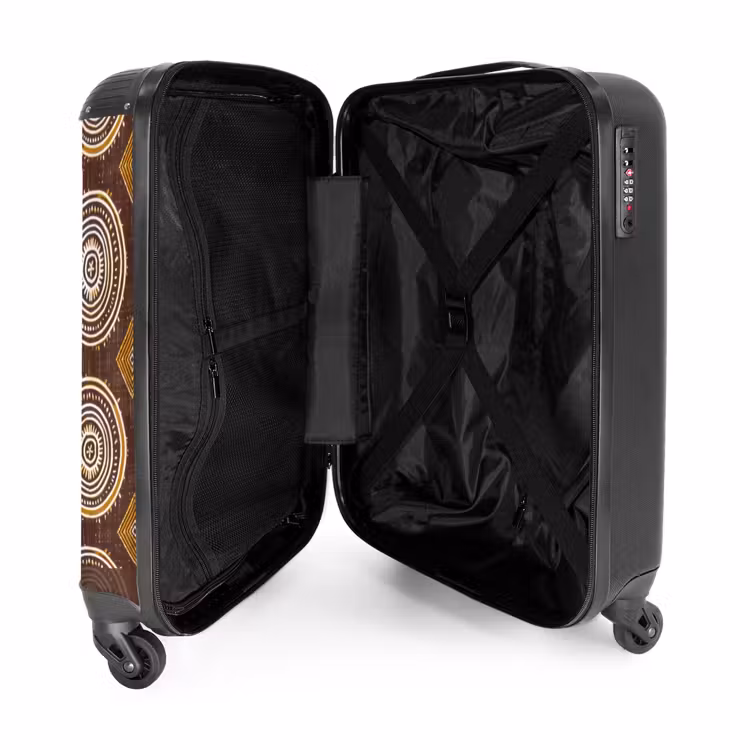 Koffer - Chocoladebruin - Etnisch - Tribaal - Cirkels - Patroon - Chocoladebruin - Etnisch - Tribaal - Cirkels - Patroon NBS - Handbagage koffer - Volwassenen Unisex middel