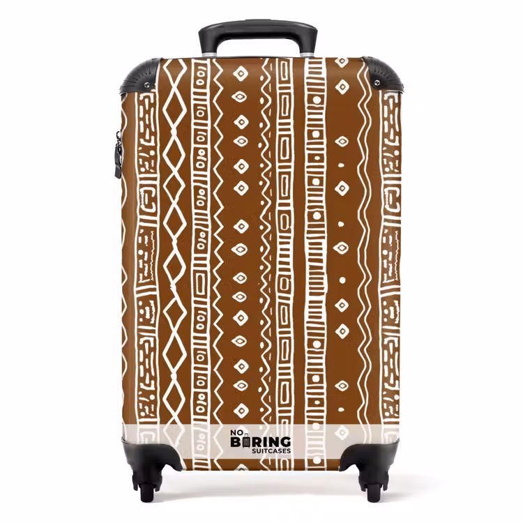 Koffer - Chocoladebruin - Etnisch - Tribaal - Patroon - Chocoladebruin - Etnisch - Tribaal - Patroon NBS - Handbagage koffer - Volwassenen Unisex middel