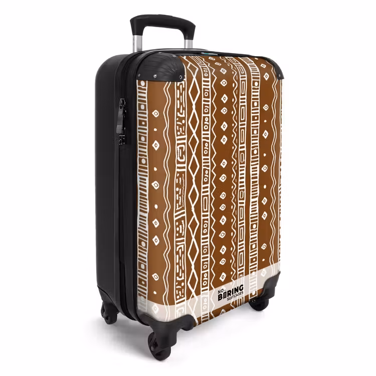 Koffer - Chocoladebruin - Etnisch - Tribaal - Patroon - Chocoladebruin - Etnisch - Tribaal - Patroon NBS - Handbagage koffer - Volwassenen Unisex middel