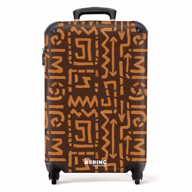 Koffer - Chocoladebruin - Etnisch - Tribaal - Symbolen - Chocoladebruin - Etnisch - Tribaal - Symbolen NBS - Handbagage koffer - Volwassenen Unisex middel
