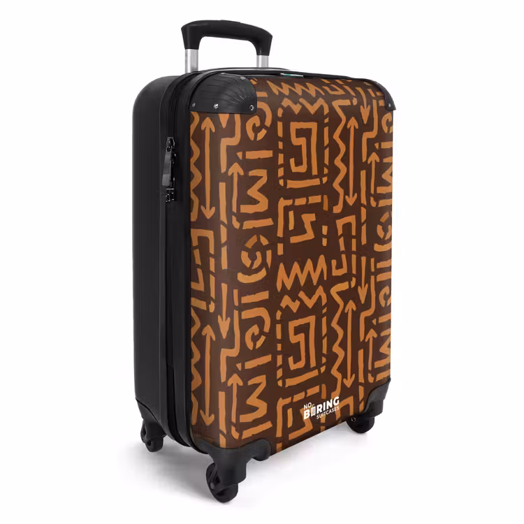 Koffer - Chocoladebruin - Etnisch - Tribaal - Symbolen - Chocoladebruin - Etnisch - Tribaal - Symbolen NBS - Handbagage koffer - Volwassenen Unisex middel