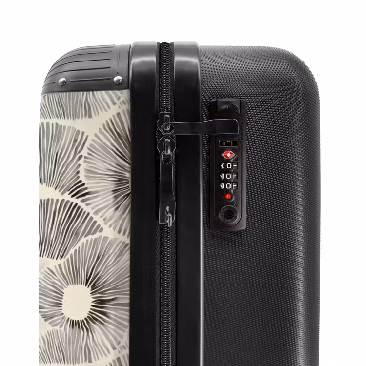Cirkels - Patroon - Zwart NBS - Handbagage koffer - Volwassenen Unisex middel -slot