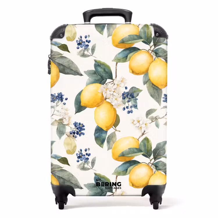 Citroen met bloesem patroon NBS - Handbagage koffer - Kinderen Unisex middel -productfoto_recht