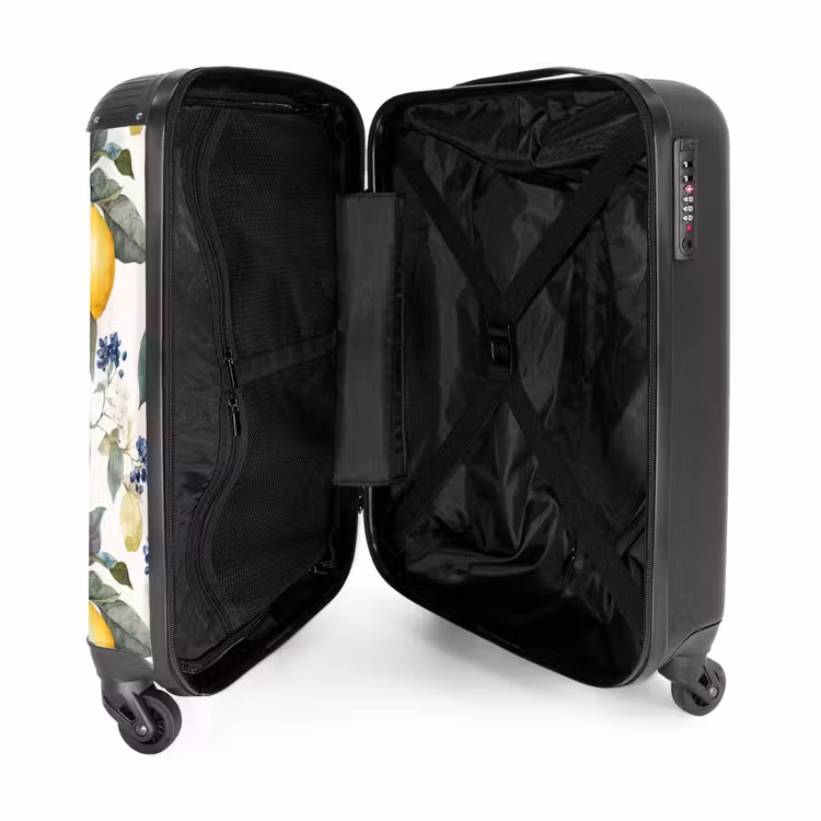 Citroen met bloesem patroon NBS - Handbagage koffer - Kinderen Unisex middel -binnenkant