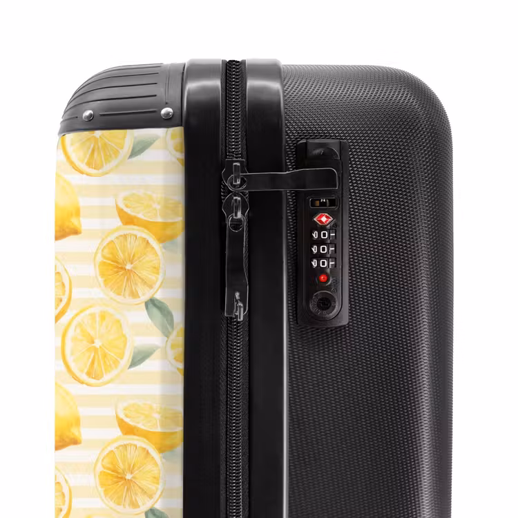 Citroen met strepen patroon geel NBS - Handbagage koffer - Volwassenen Unisex middel -slot