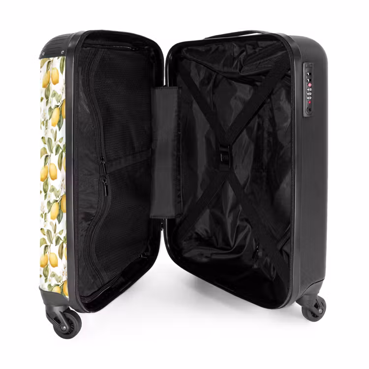 Citroenen patroon geel groen NBS - Handbagage koffer - Volwassenen Unisex middel -binnenkant