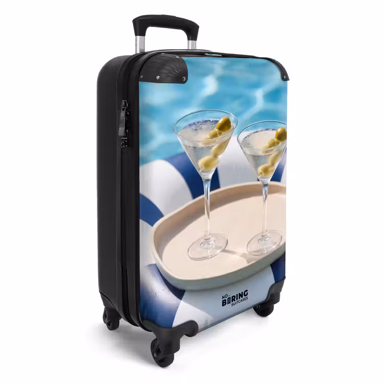 Koffer - Cocktail - Zwembad - Zomer - Blauw - Cocktail - Zwembad - Zomer - Blauw NBS - Handbagage koffer - Volwassenen Unisex middel