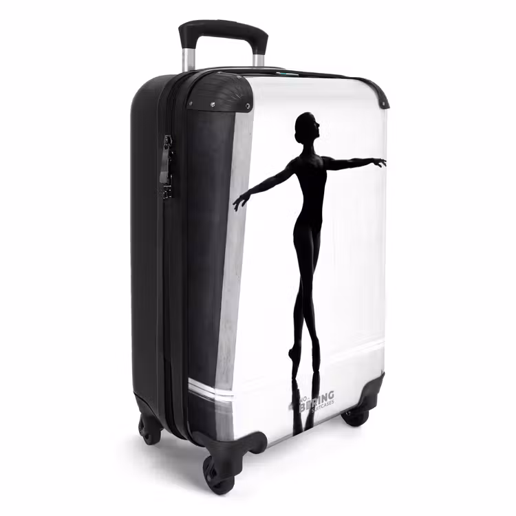 Koffer - Danser - Silhouette - Kunst - Modern - Zwart-wit - Danser - Silhouette - Kunst - Modern - Zwart-wit NBS - Handbagage koffer - Volwassenen Unisex middel