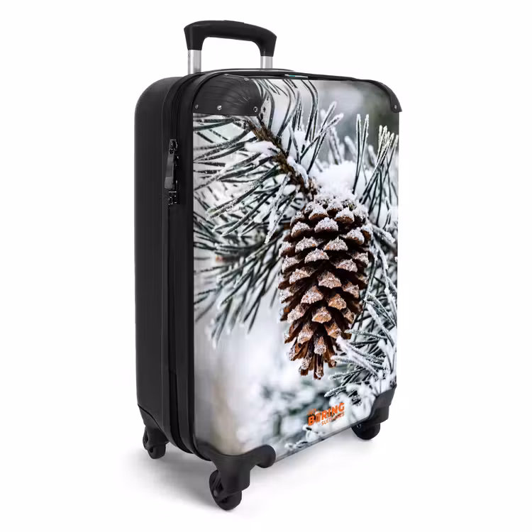 Koffer - Dennenappel - Tak - Sneeuw - Winter - Sfeervol - Dennenappel - Tak - Sneeuw - Winter - Sfeervol NBS - Handbagage koffer - Volwassenen Unisex middel