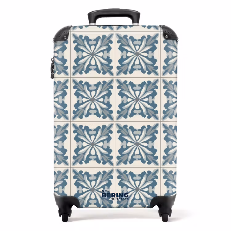 Dessin - Tegel - Blauw NBS - Handbagage koffer - Volwassenen Unisex middel -productfoto_recht