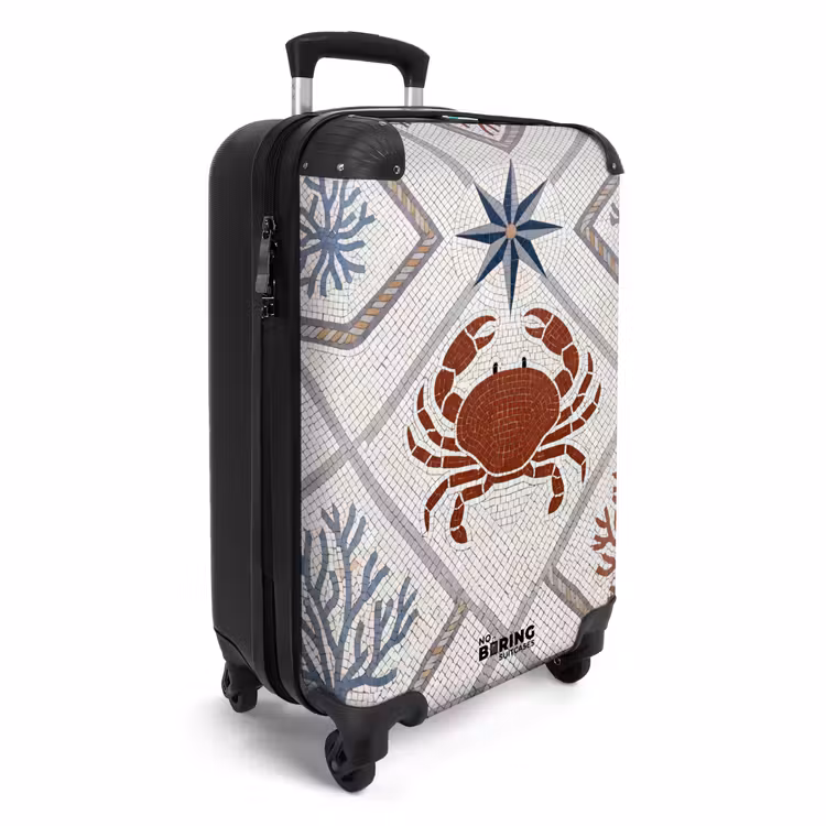 Koffer - Dier - Mozaïek - Zee - Klassiek - Bruin - Dier - Mozaïek - Zee - Klassiek - Bruin NBS - Handbagage koffer - Volwassenen Unisex middel