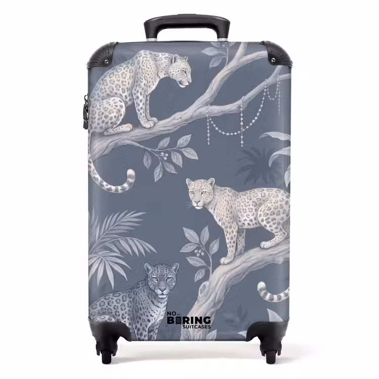 Koffer - Dieren - Jungle - Illustratie - Bomen - Blauw - Dieren - Jungle - Illustratie - Bomen - Blauw NBS - Handbagage koffer - Volwassenen Unisex middel