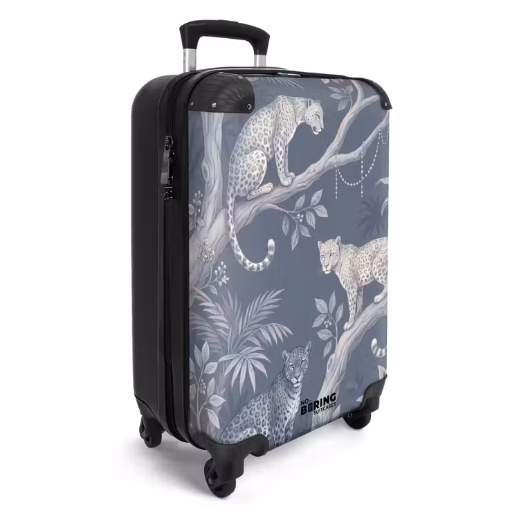 Koffer - Dieren - Jungle - Illustratie - Bomen - Blauw - Dieren - Jungle - Illustratie - Bomen - Blauw NBS - Handbagage koffer - Volwassenen Unisex middel